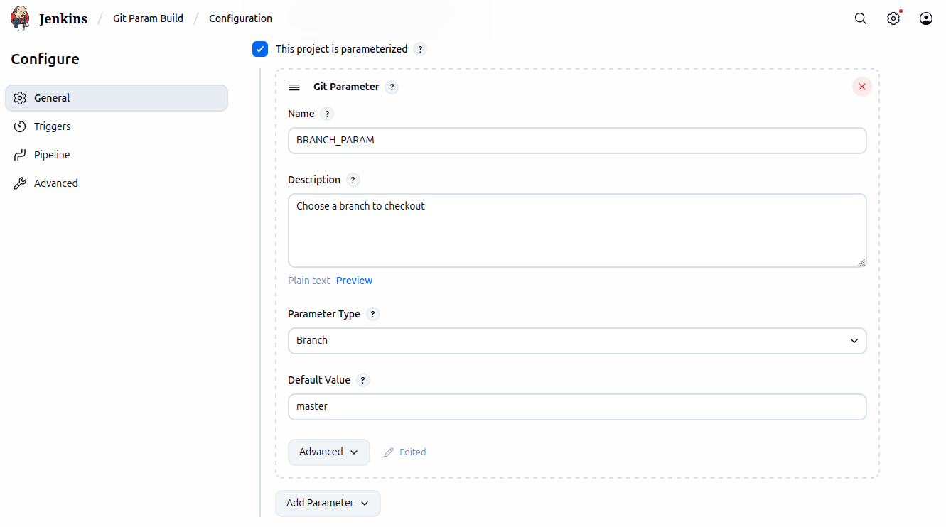 A normal pipeline configuration