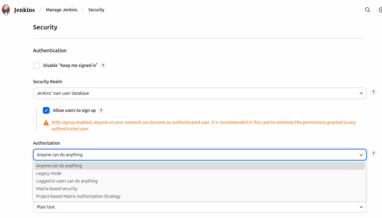 Auth configuration options