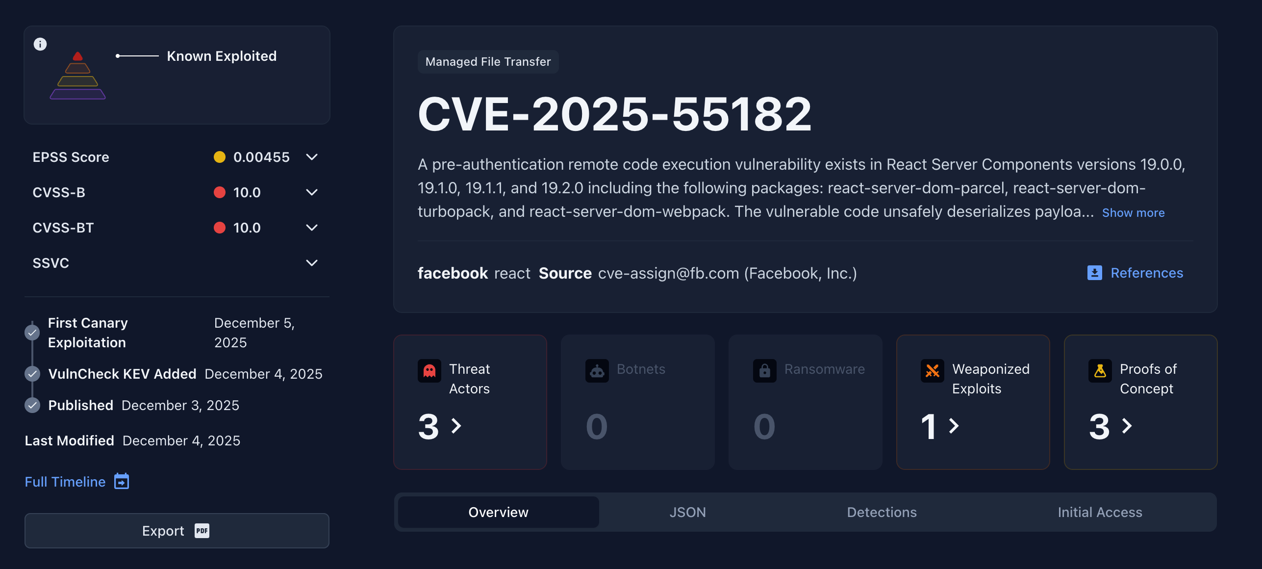 NextJS CVE-2025-55182